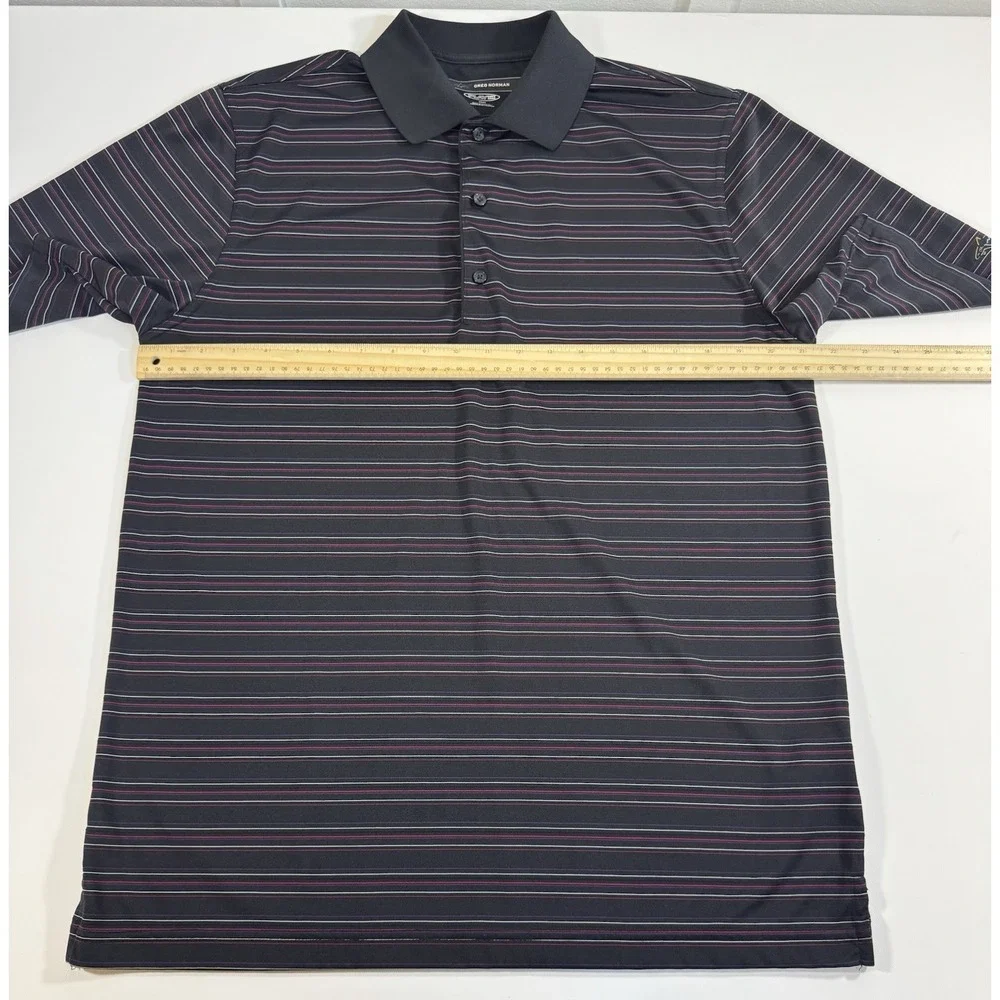 Greg Norman Golf Shirts Men's Play Dry  Size medium Black/Red And Purple Stripes - Picture 5 of 6